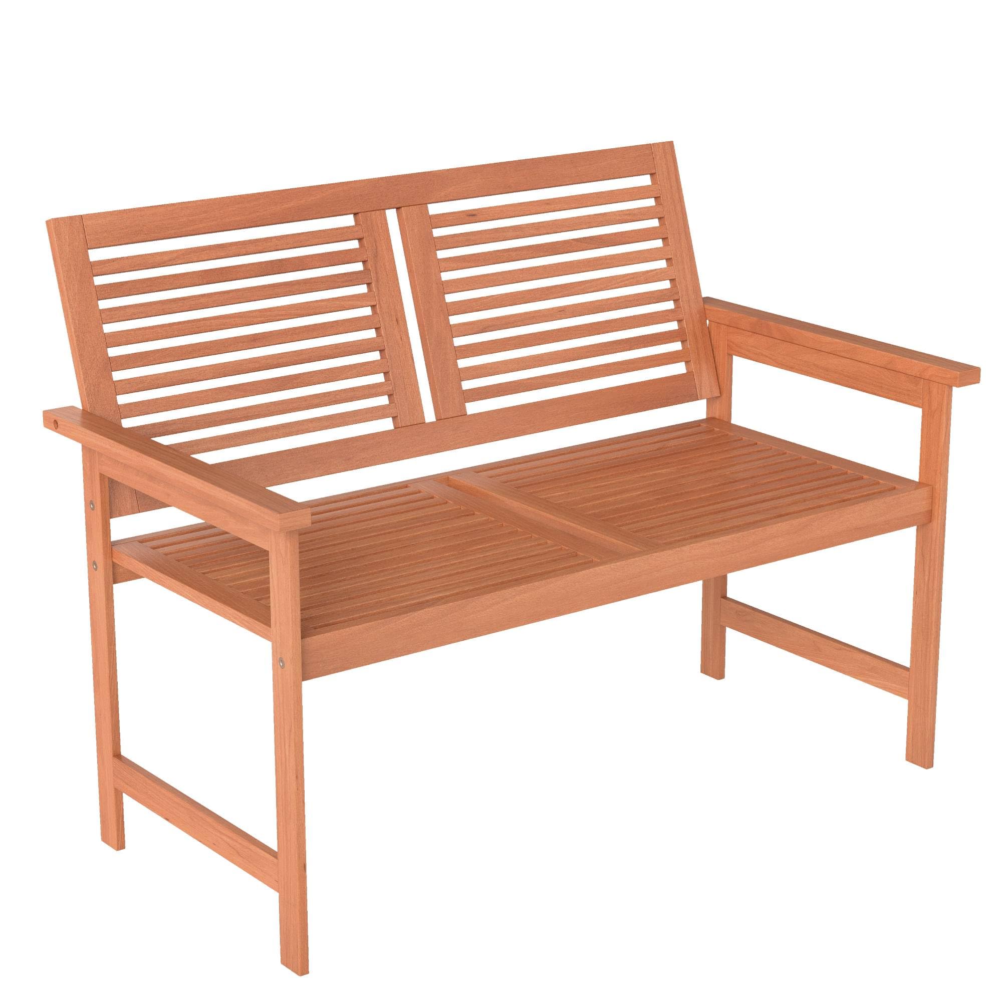 Tangkula Outdoor Wood Bench 2-Person Heavy Duty Patio Loveseat Chair